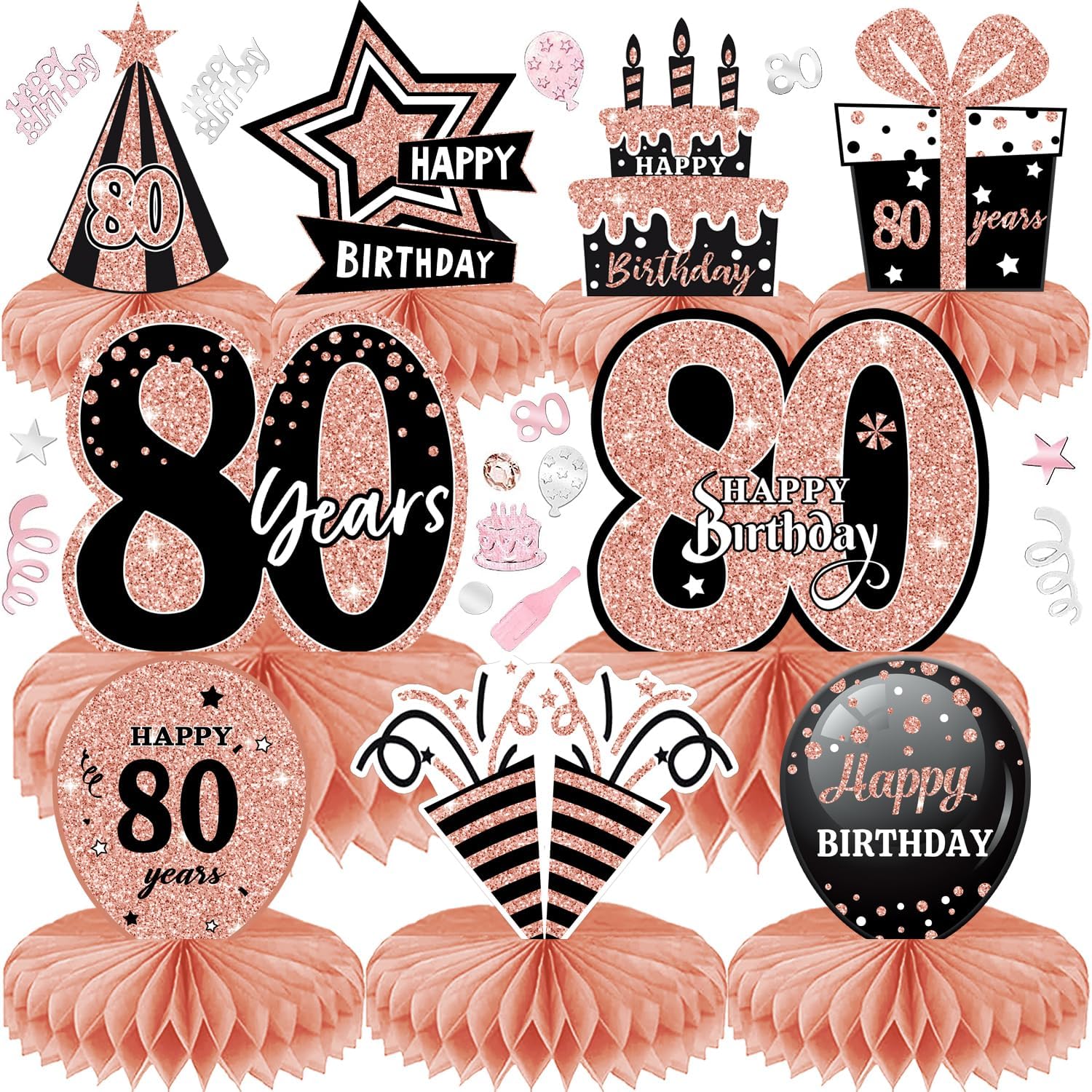 80th Birthday Decoration Men Women Pack of 10 Table Decoration Birthday Decoration