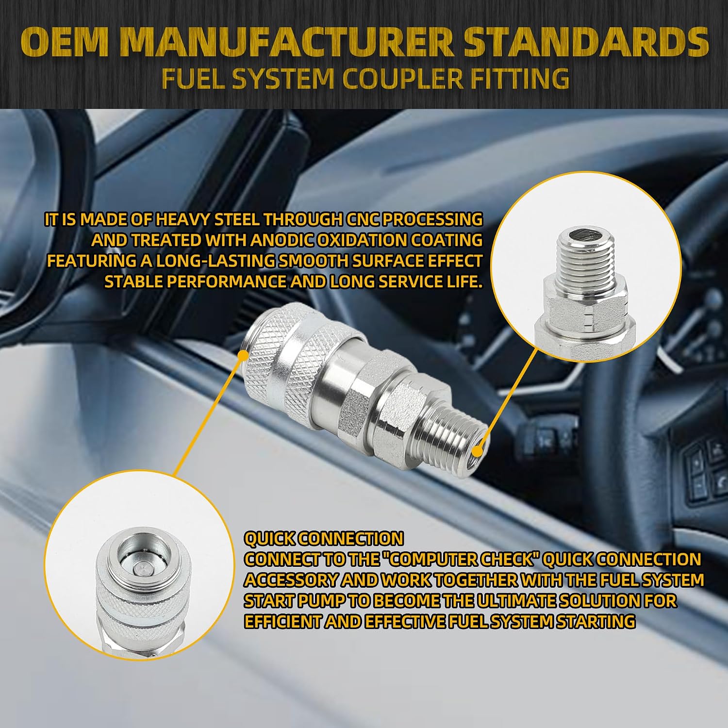 Dasbecan OTC 5869-1 Fuel System Coupler Fitting Compatible With Detroit Diesel S60, Cummins, Caterpillar, MBE900, MBE4000 Engines,Replaces# J-47912-QC