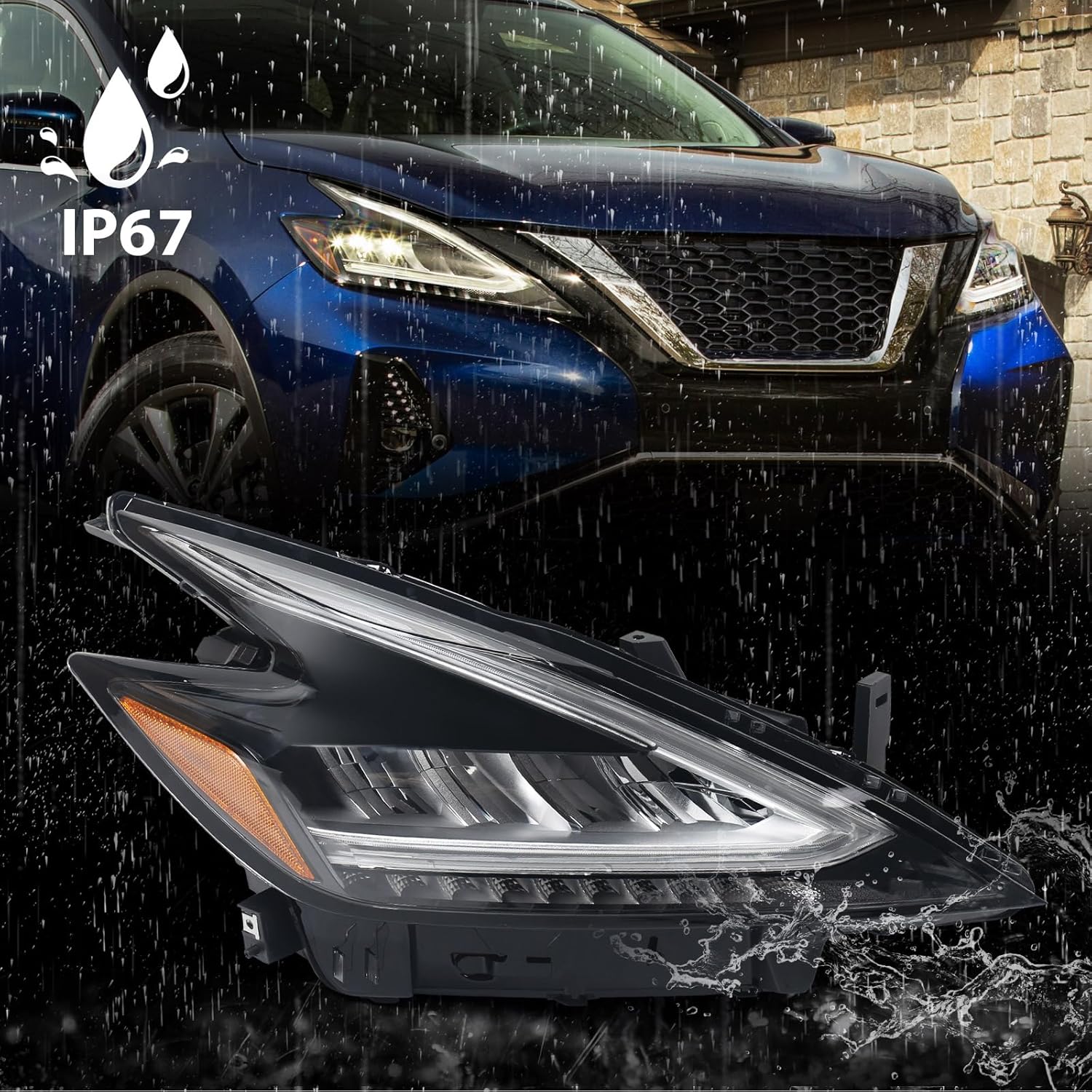 Huray Right LED Headlight Assembly Fit for Nissan Murano 2019 2020 2021 RH OE Factory Projector Headlamp w/DRL Head Light Replacement for NI2503270 Passenger Side