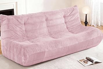 Bean Bag 3-Seater Chair Big Sofa Beanbag Chair for Adults Fireside Chair Bean Bag Lounger with Memory Foam Filled for Home,Apartment or Gaming VenuePink Plush