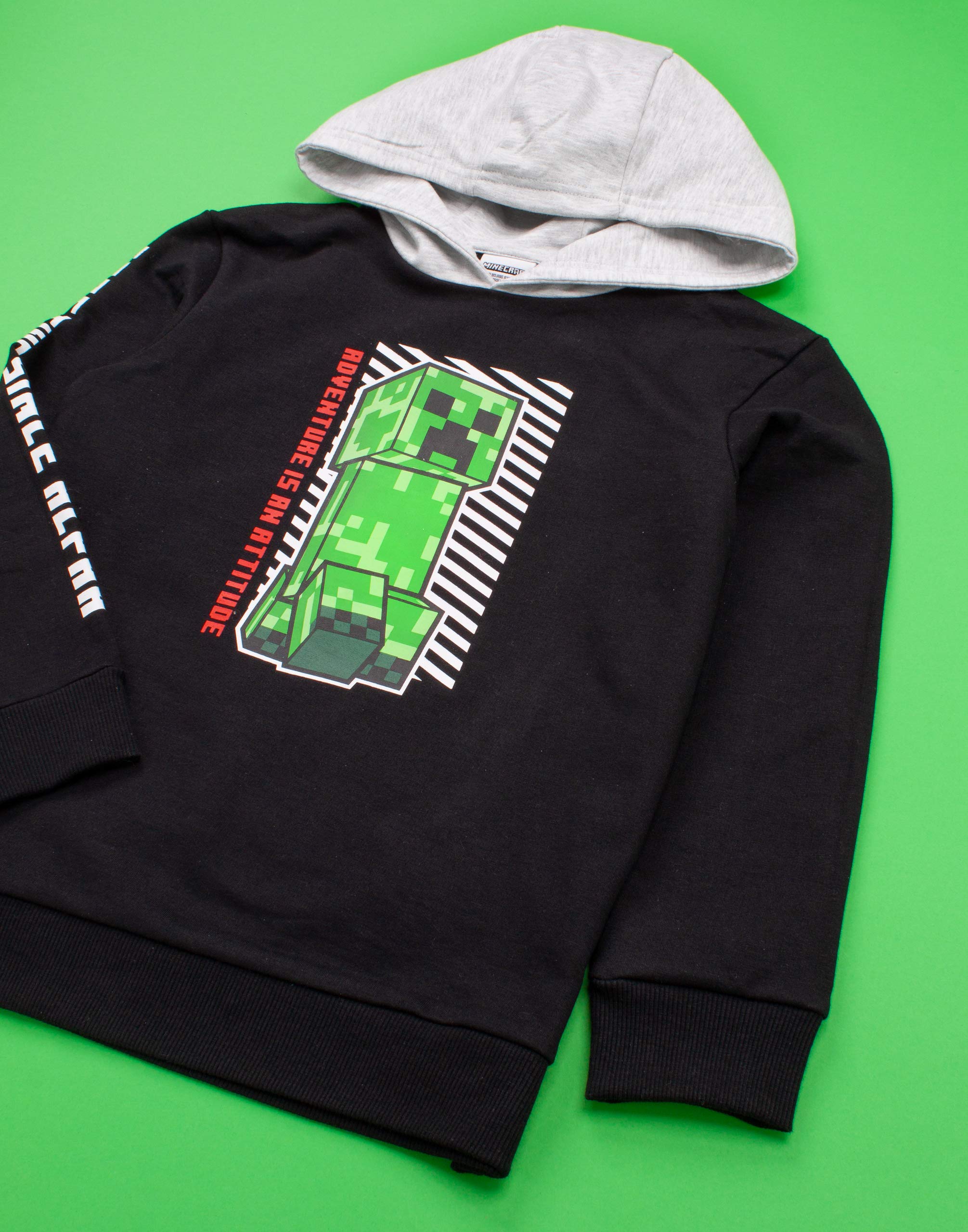 Minecraft Hoodie Boys Kids Game Preeper Black Hooded Jumper