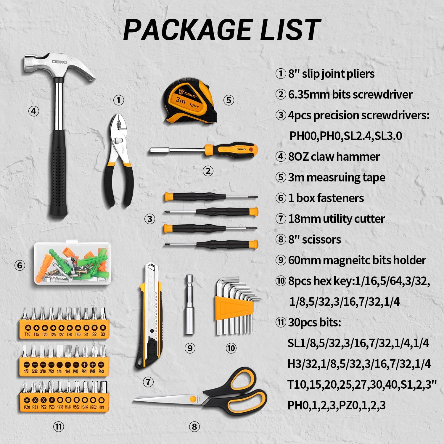 DEKOPRO 128 Piece Tool Set-General Household Hand Tool Kit, Auto Repair - View #11