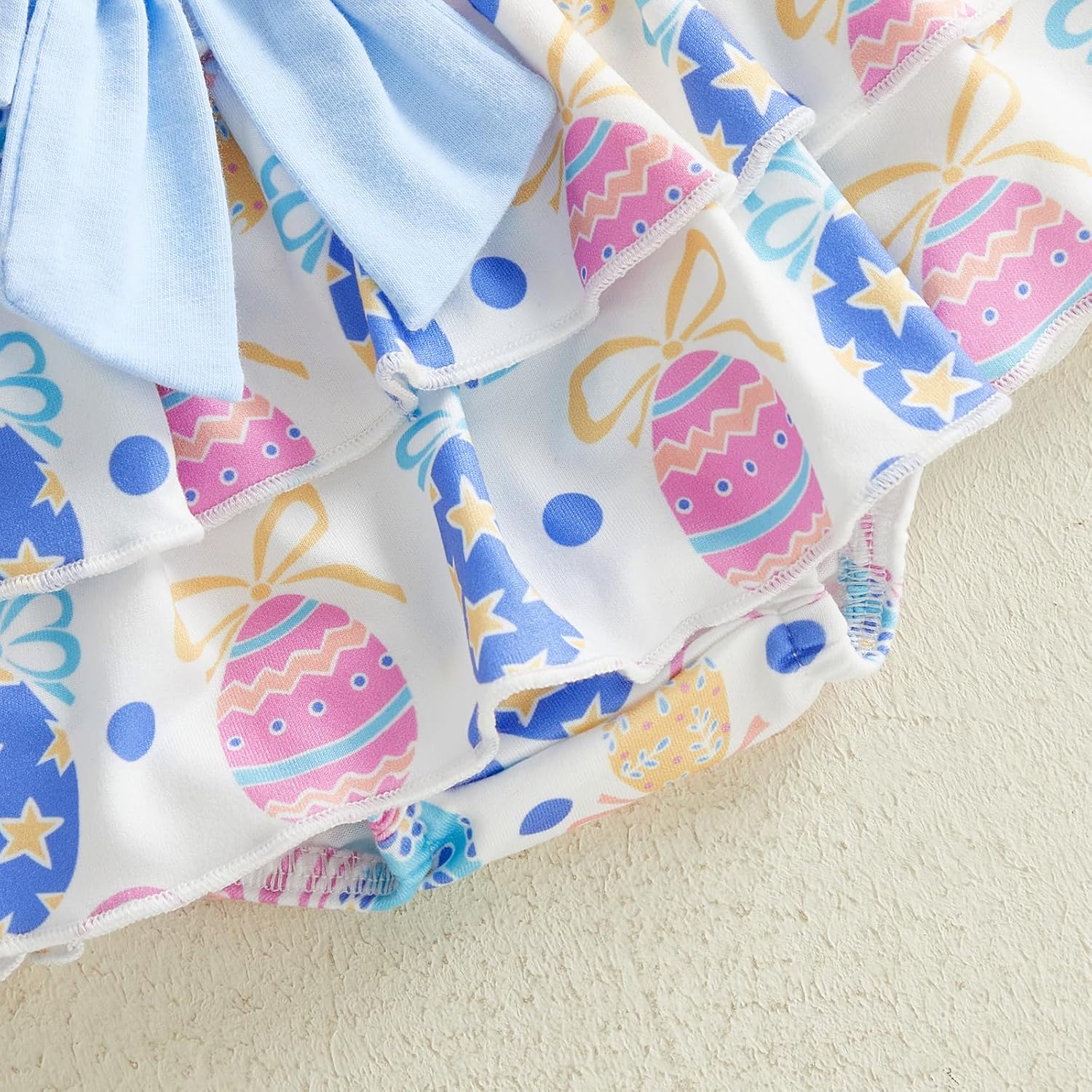 My First Easter Baby Girl Outfit Easter Letter Print Romper + Plaid Skirts+Leg Warmers+Headband 4Pcs Summer Clothes - Image 6