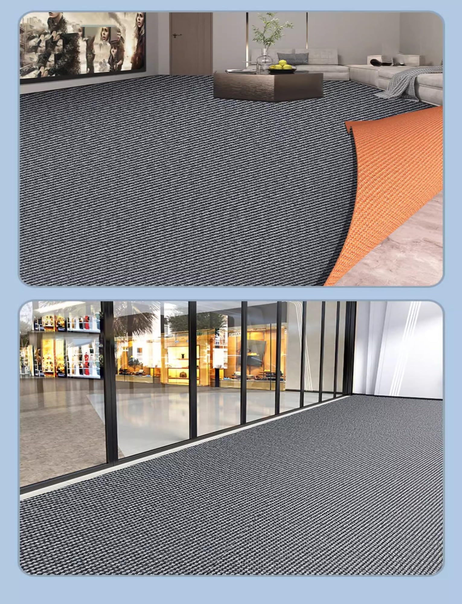 Grand rouleau de tapis antidérapant et insonorisant pour bureau, chambre à coucher, usage domestique – Tapis de sol épais pour espaces commerciaux
