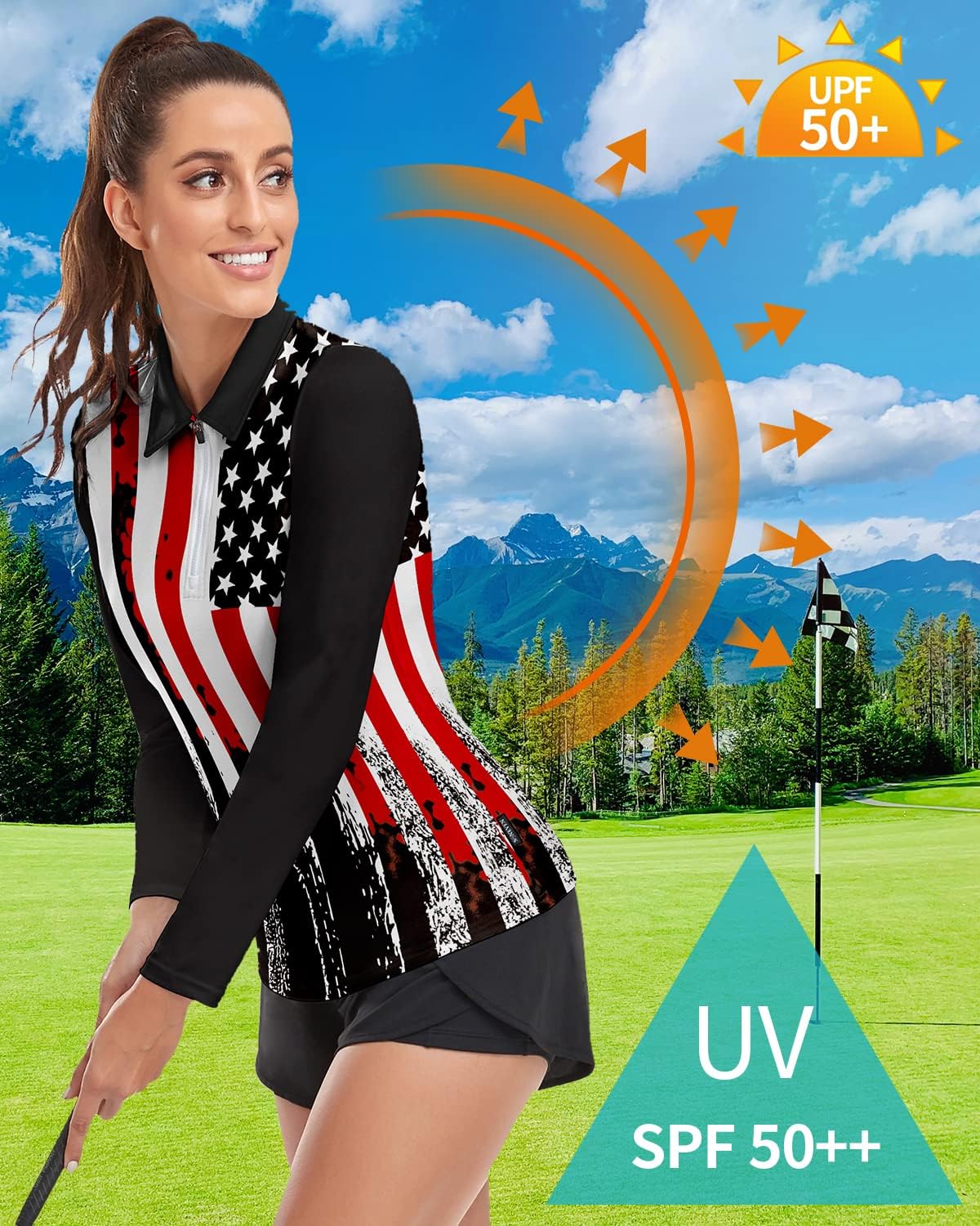 Soneven Womens Long Sleeve Golf Shirts Half Zip Moisture Wicking Print Golf Tops Tennis Shirts(XS-3XL) - Image 4