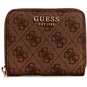Amazon.com: GUESS Laurel Small Zip Around Wallet, Latte Logo