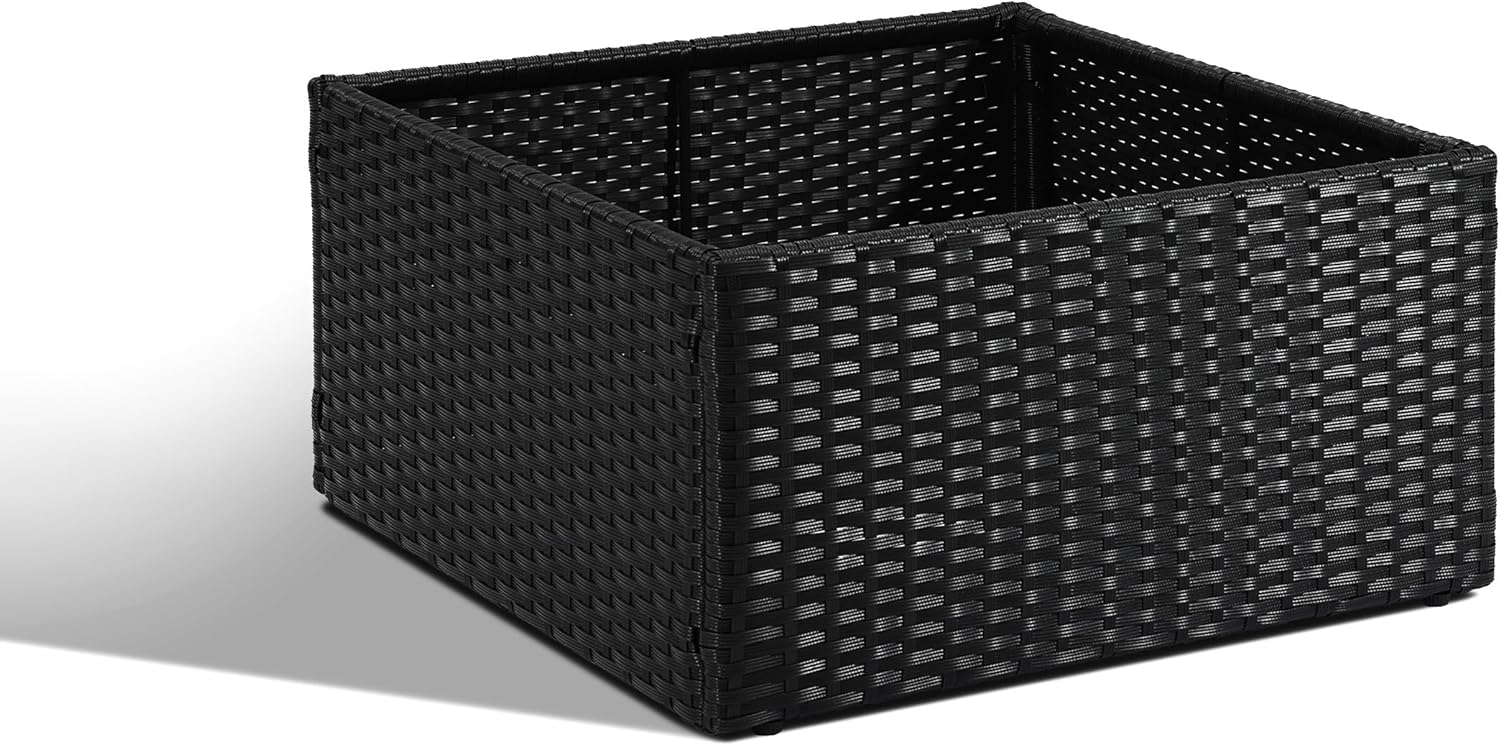 SUNNYPARK Mailbox Posts Wrap Planter Box, 24-inch Handmade Rattan Planter for 4x4 6x6 Posts, All-Weather Decorative Flower Box for Outside