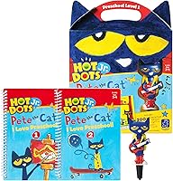 Vista 1 de Educational Insights Hot Dots Jr. Pete The Cat - Conjunto I Love Preschool con bolígrafo interactivo, libros de trabajo de matemáticas y lectura