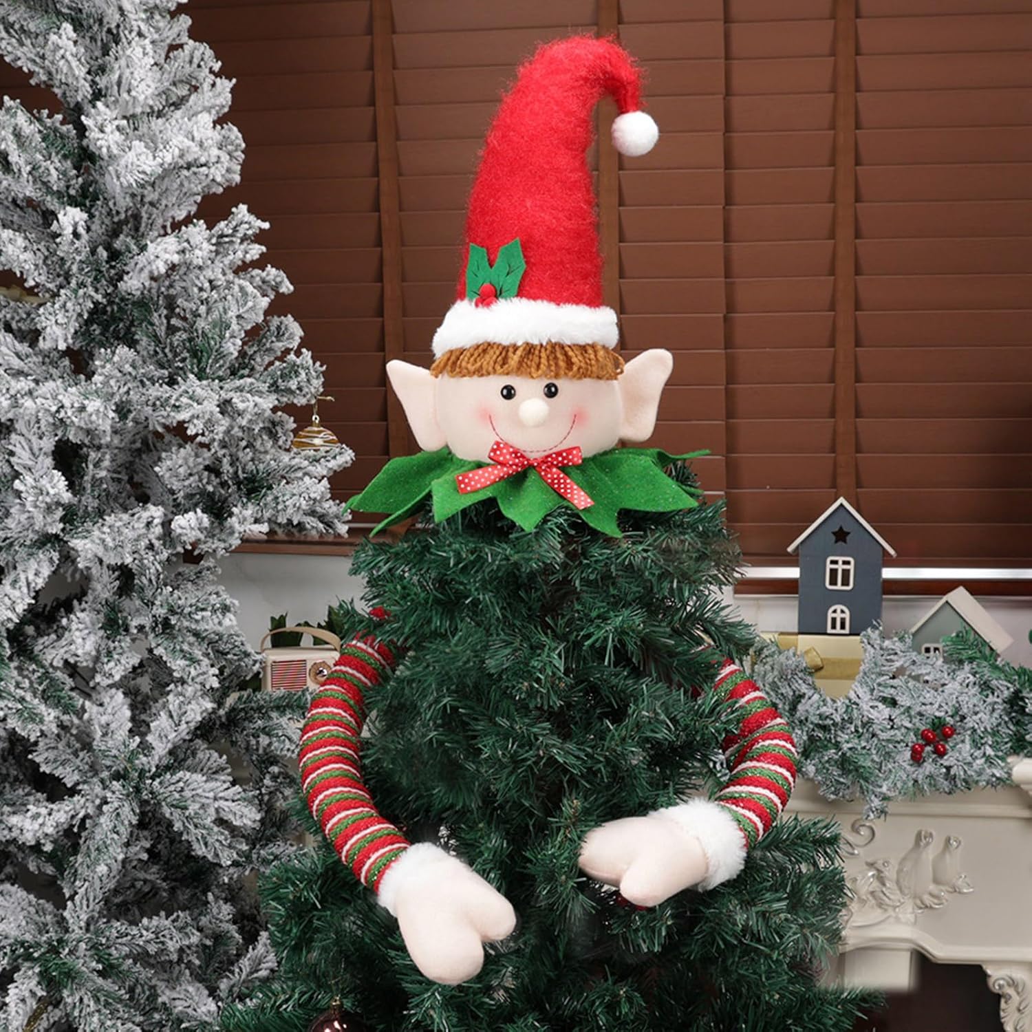 Elegant Christmas Tree Toppers Santa/Snowman/Elfs Festival Tree Ornament Home Decoration Accessories Office Christmas Ornament