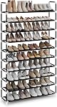 SONGMICS 5-Tier Sac à chaussures, rangement de chaussures pour placards Hallway, slim et espace-sauvetage, cadre en métal, étagères en tissu non tissé, noir ULSH55H
