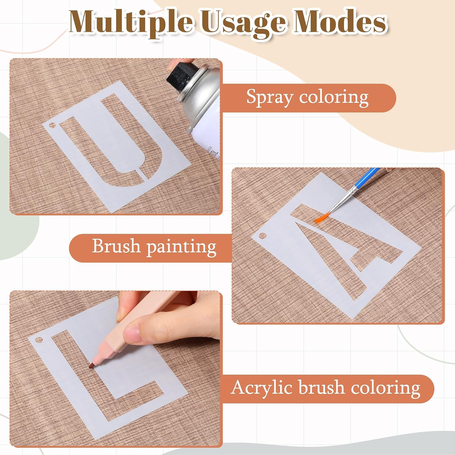 144 PCS Letter Stencils for Painting, Reusable Stencils Small 4 Size | Number Stencil White Letter Stencil for Wood, Rock, Fabric, Walls, Blackboard, Doors and DIY Crafts