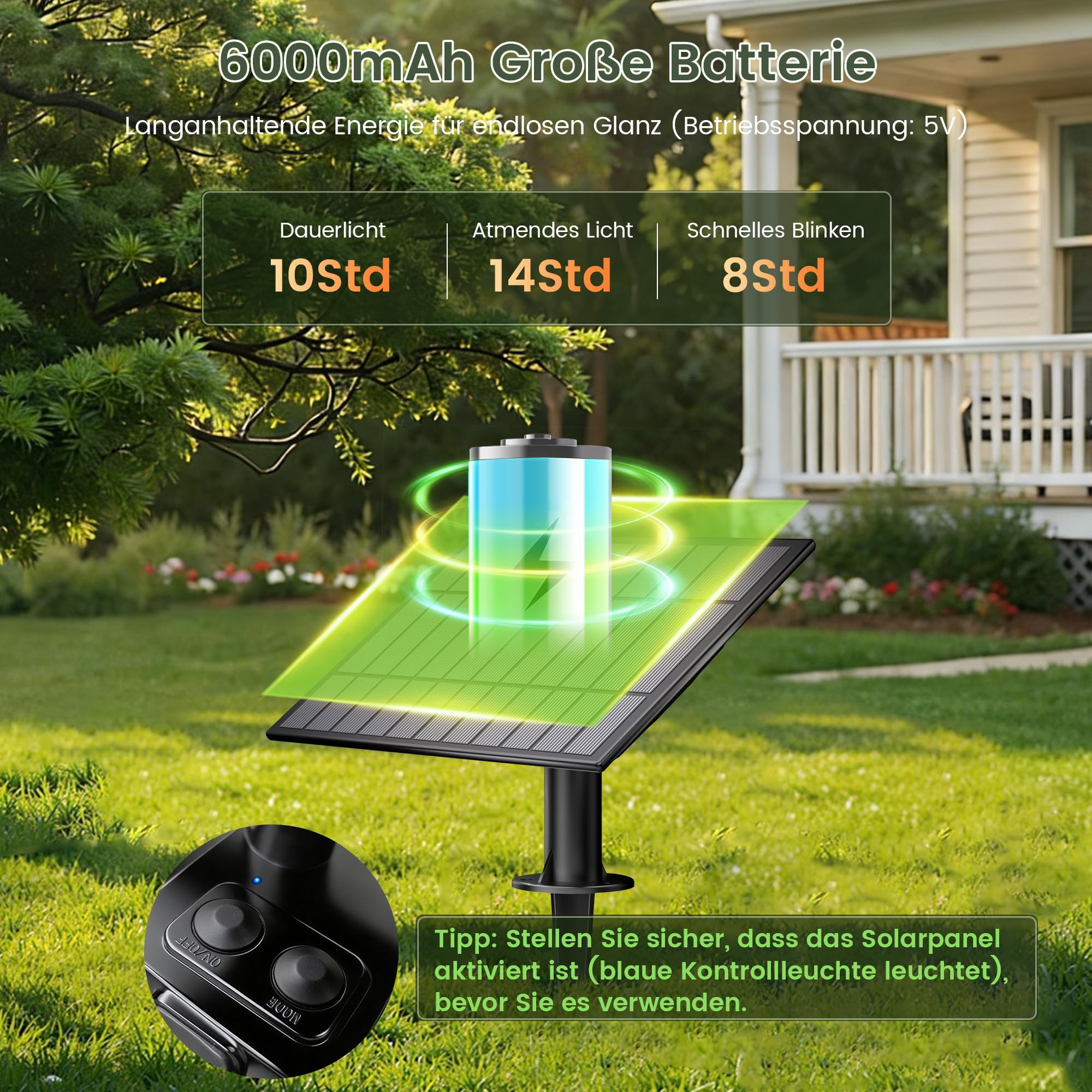 OHLUX 45m Solar-Lichterkette für den Außenbereich mit Fernbedienung, USB, Timer, 62 bruchsicheren LEDs, 2200K warmweiß, dimmbar, IP65 wasserdicht für Terrasse, Garten, Party, Hochzeit
