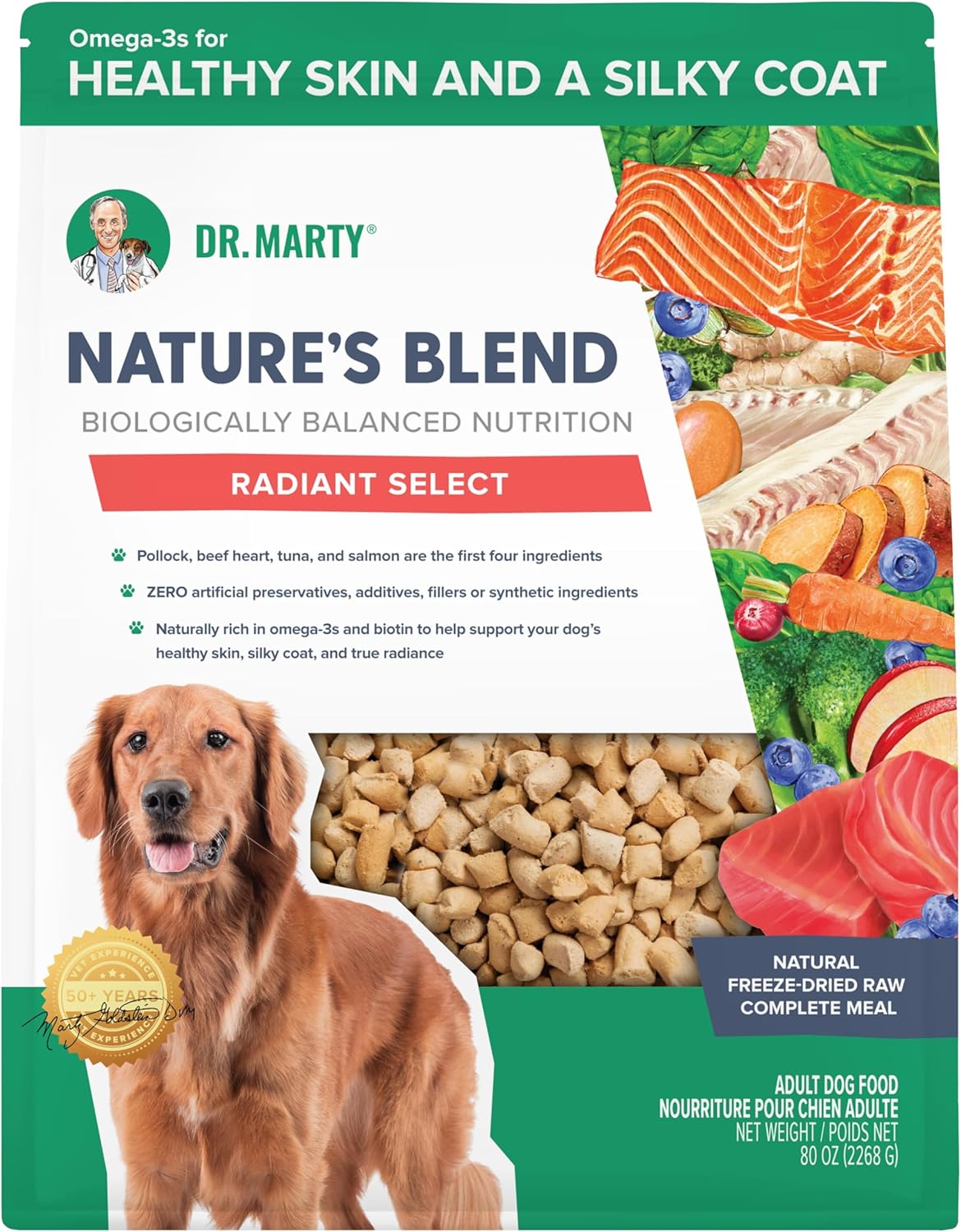 Dr. Marty Natures Blend Radiant Select Freeze Dried Raw Dog Food 80 oz