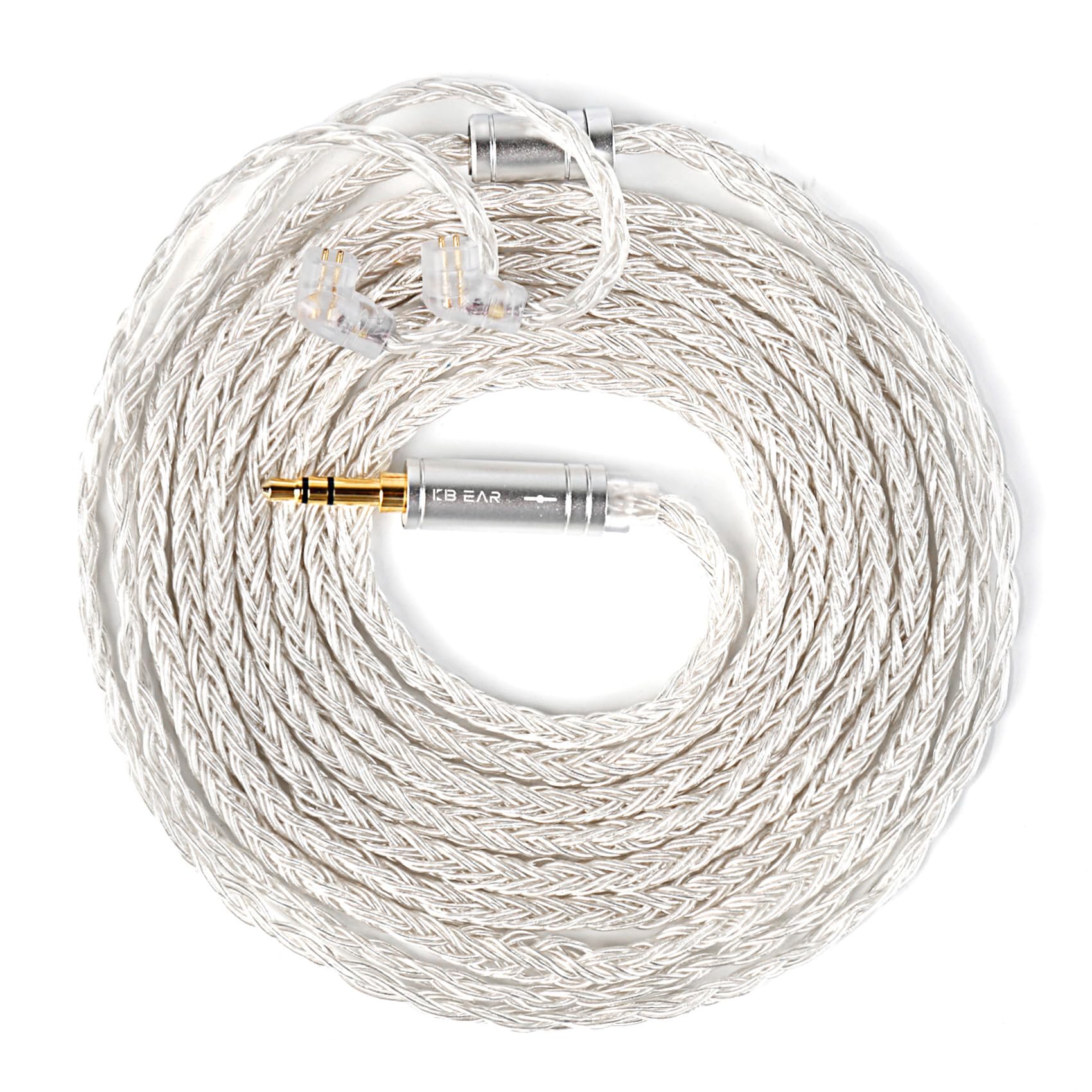 KBEAR JunTian IEM Câble pour écouteurs intra-auriculaires de 2 m de long, 16 conducteurs 5N OCC plaqué argent pour kz zs10 Pro, Tangzu wan'er, audiophile et batteur (broches QDC, prise 3,5 mm)