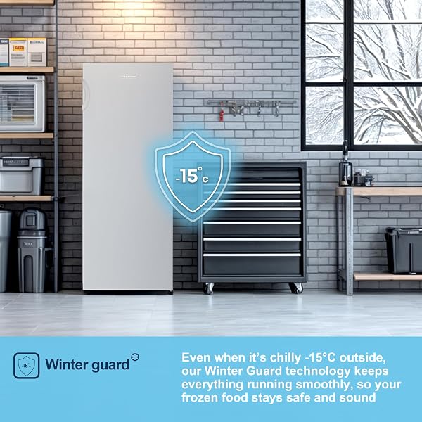 Fridgemaster MTZ55153E Freestanding Upright Freezer, 165 Litres, 143 cm Tall, 4 Star Freezer Rating, 55cm width, E Rated in White - 5