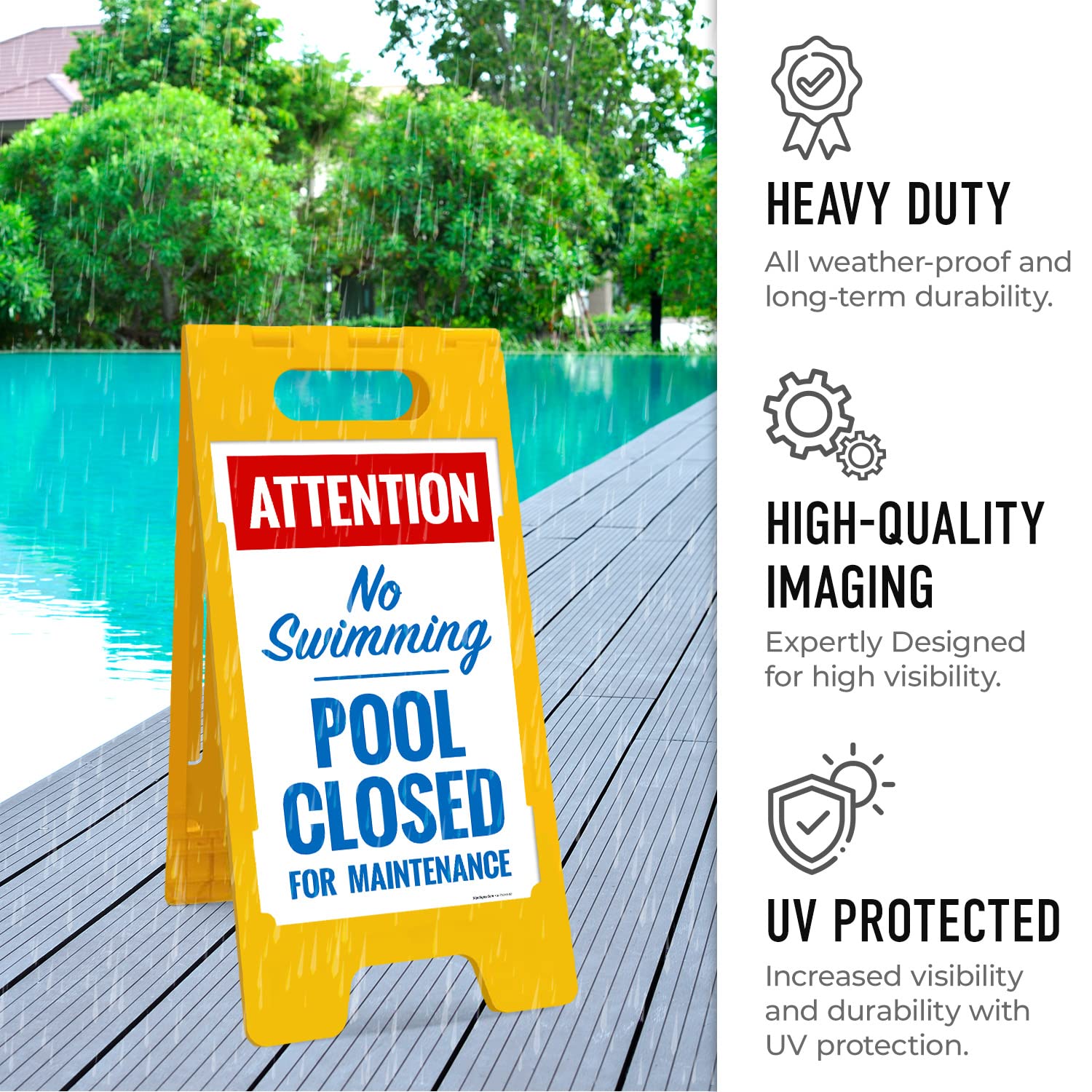 Attention Pool Closed For Maintenance No Swimming Folding
