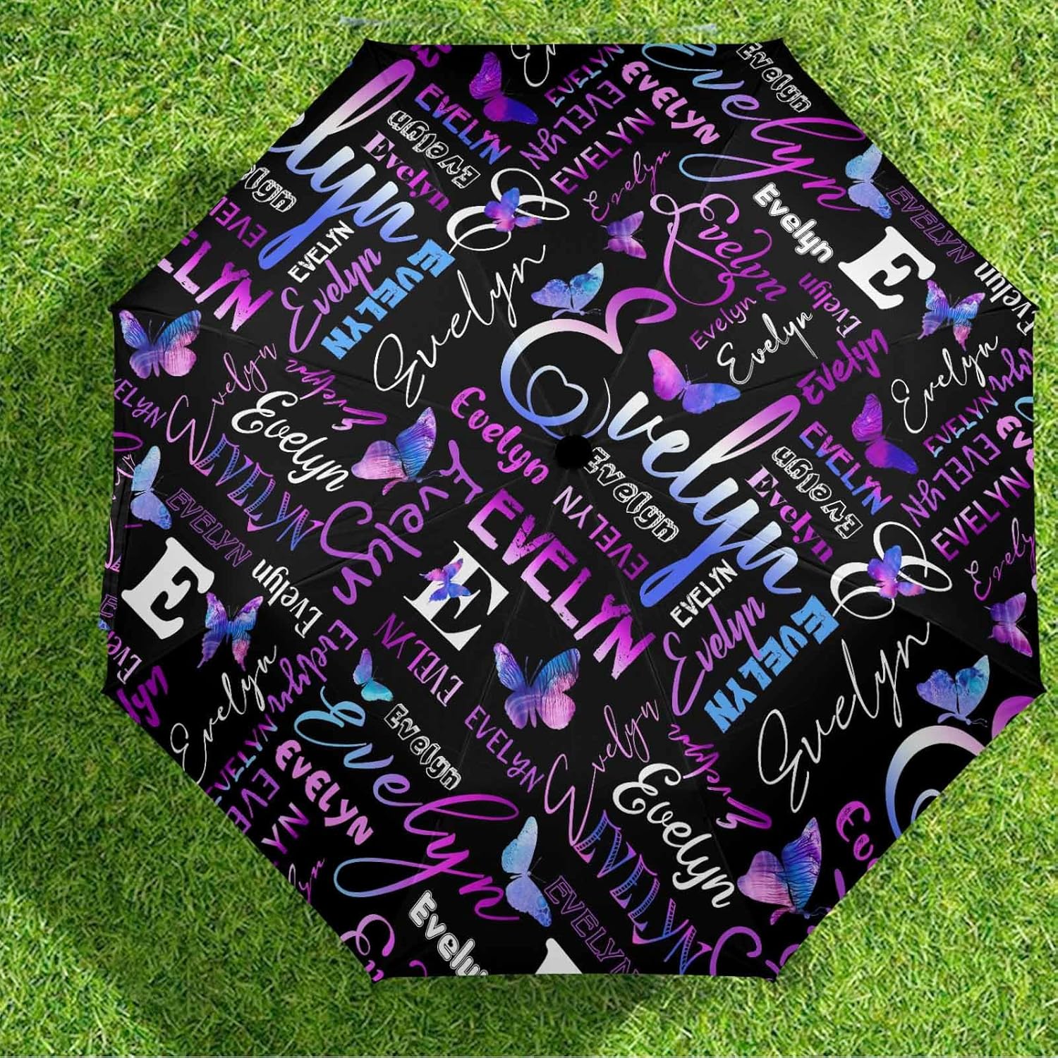 InterestPrint Custom Umbrellas Personalized Umbrella with Name Princess Pink Foldable Design Your Own Umbrella for Rain/Sunny