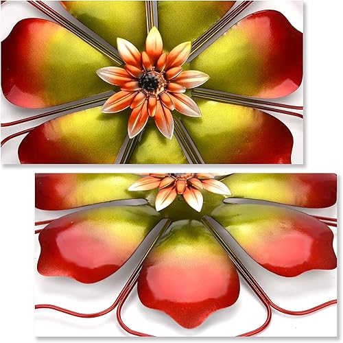 Miniatura 3 de Decoración de pared de flores de metal, decoración de pared de metal con marco de alambre para colgar para porche al aire libre, patio, jardín,