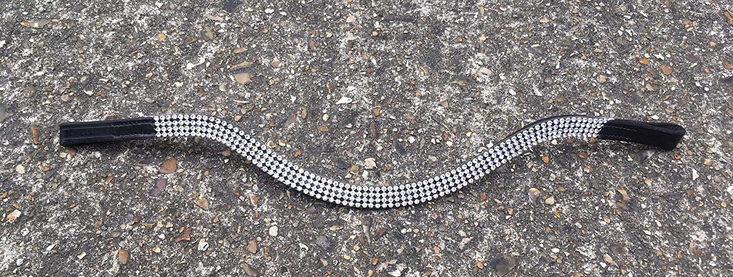 Cwell Equine U Shape Bling Clear Crystal Browband 4 Rows Choice of Size Brown (X FULL 17")