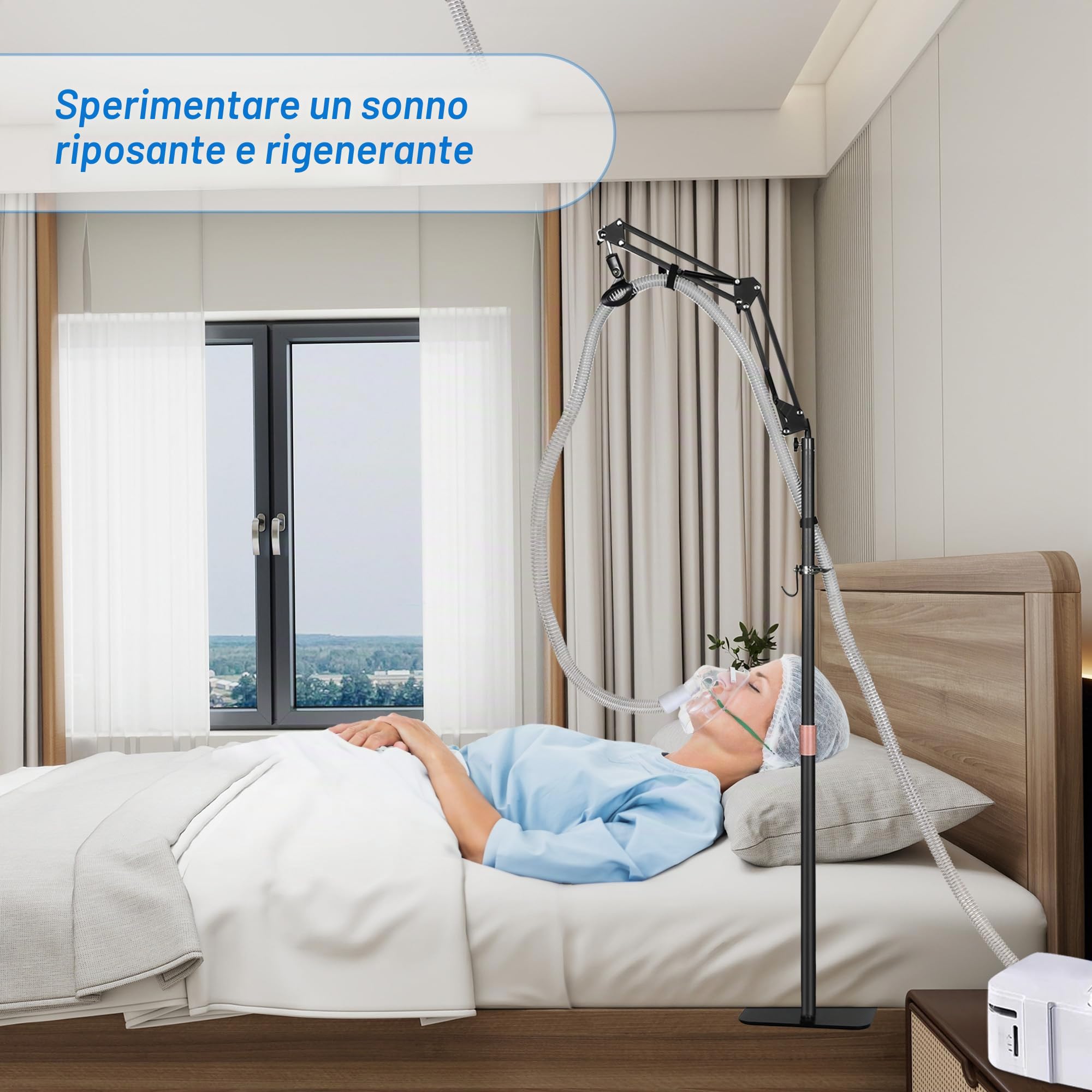 CPAP Supporto Tubo Sospensione per Letto con Altezza e Angolo Regolabili, Supporto Tubo CPAP Impedire Perdita di Fuoriuscita di aria, Robusto, Portabile