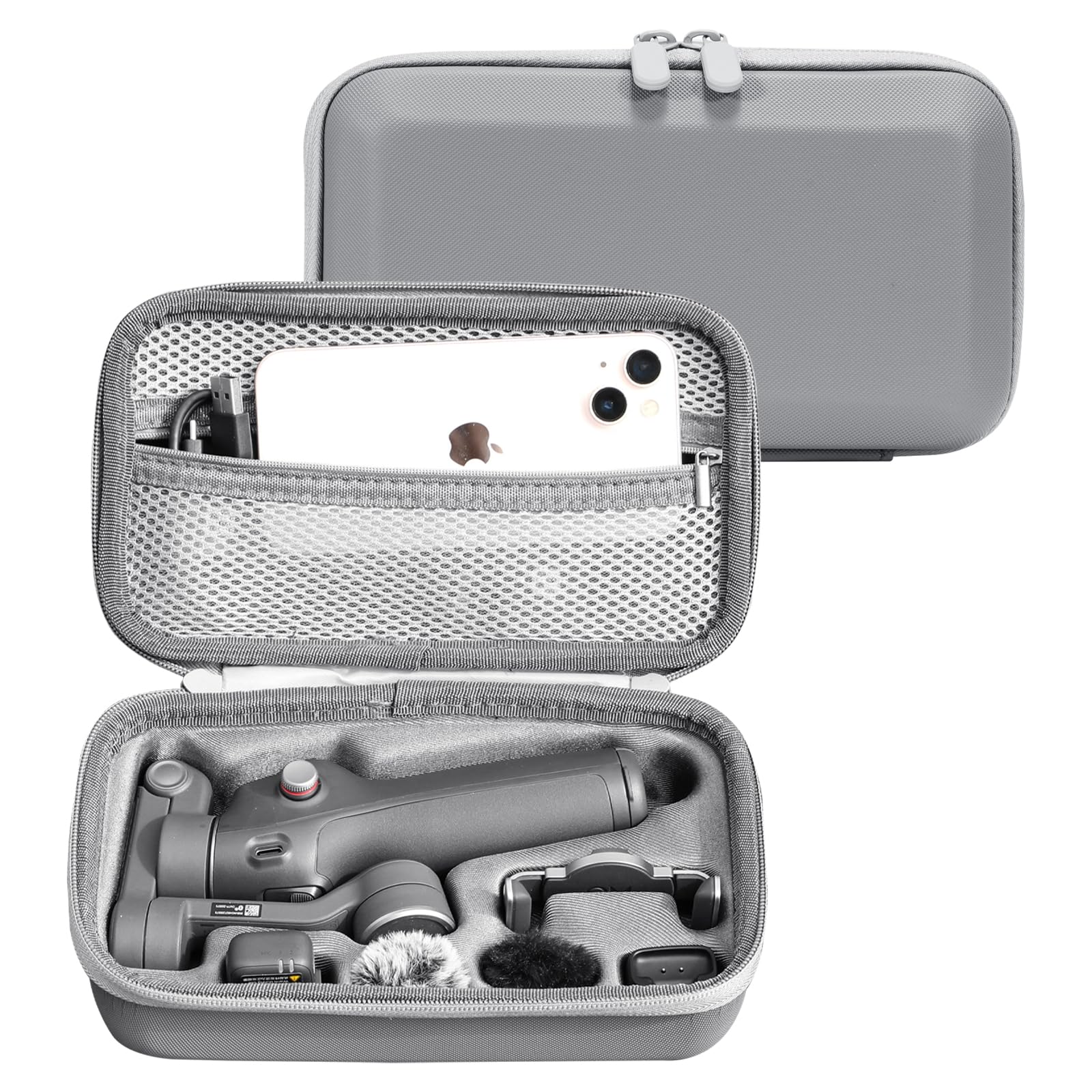 Osmo 7P Tasche, tragbare Aufbewahrungstasche, kompakte Tragetasche für DJI Osmo Mobile 7P Vlog Combo Zubehör, Hellgrau [Nur Hülle]