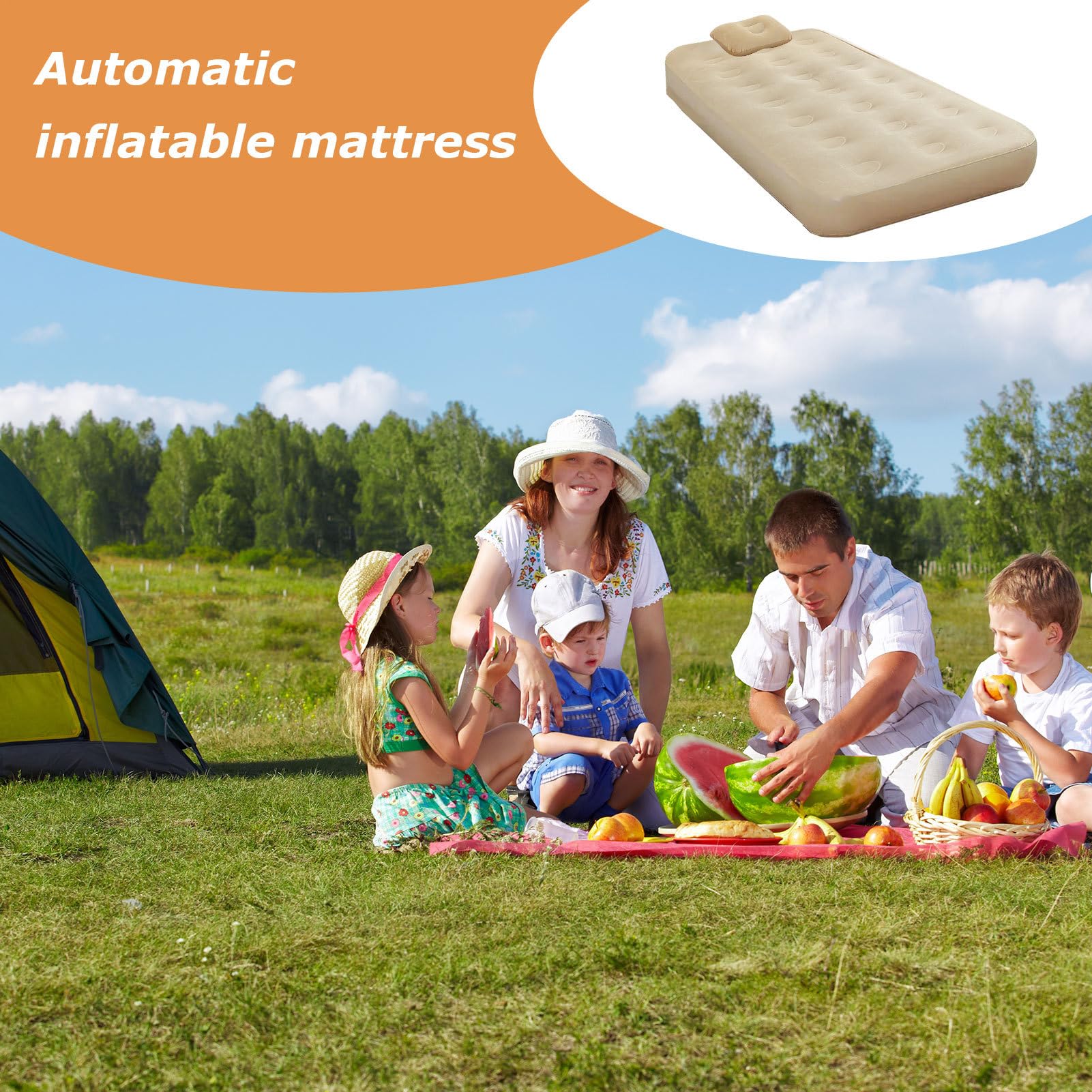 Cama Doble Inflable automática (inflado automático), Plegable automática para los huéspedes, Plegable rápida para Acampar