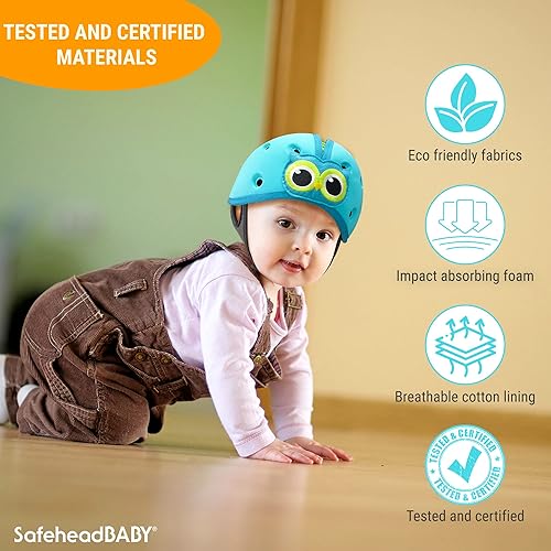 Miniatura 4 de SafeheadBABY Casco de seguridad para bebés, casco para gatear y caminar para bebés, protección para la cabeza de los niños, expandible y ajustable,