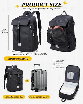 Large Black Motorcycle Backpack Helmet Backpack for Men Women, Hi Viz EDC Commuter Bag for Riders, Night Travel, and Daily Use with Helmet Holder, Laptop Compartment, Ventilated Back, Urban Gear