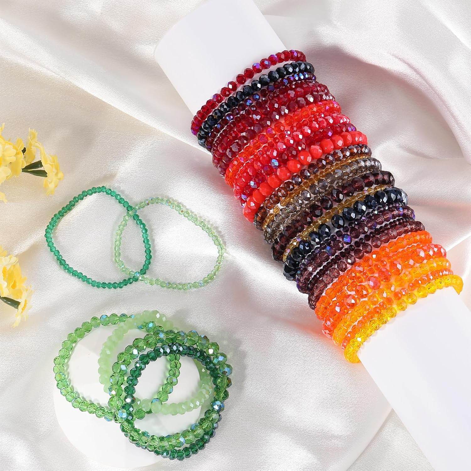 Ornaland 70 Pcs Beaded Bracelets for Women Set Colorful Glass Bead Stackable Preppy Beach Surfer Stretch Crystal Bracelets Wrist Jewelry for Women (Colorful) - Image 5