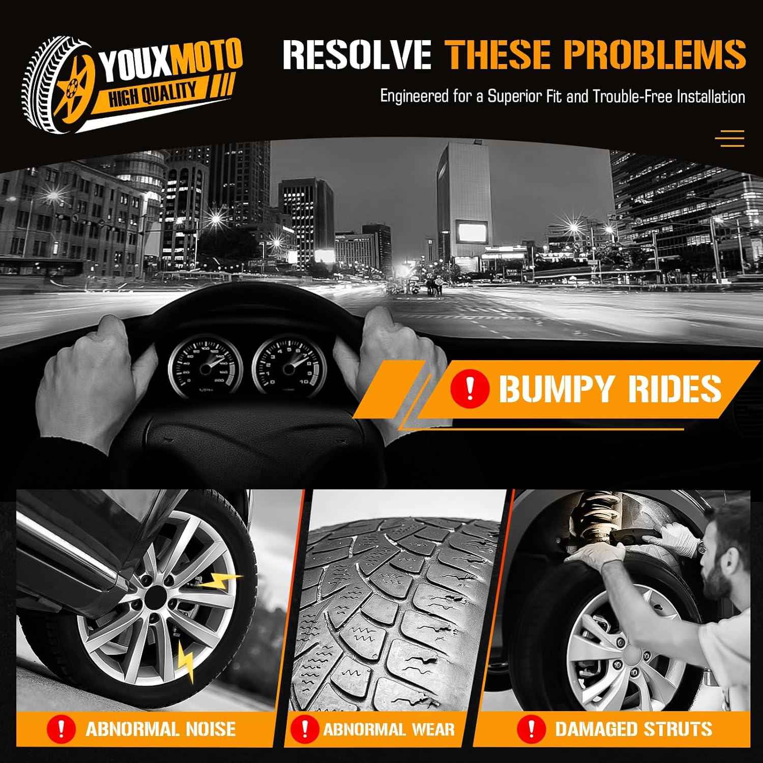 Front Struts Shock Absorber Sway Bar Links Kit Fit for Chevrolet Equinox 2010-2017, for Saturn Vue 2008-2010, for Gmc Terrain 2010-2017, Replace 172526, 172527, K750188, K750189 4PCS