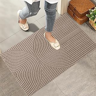 Fußmatte 43x76 cm Innen und Außen - rutschfeste Schmutzfangmatte - Waschbar Fussmatte, Wasserdicht Türmatte - Schmutzfänger Teppich für Eingang, Haustür, Patio, Flur, Garten (Braun)