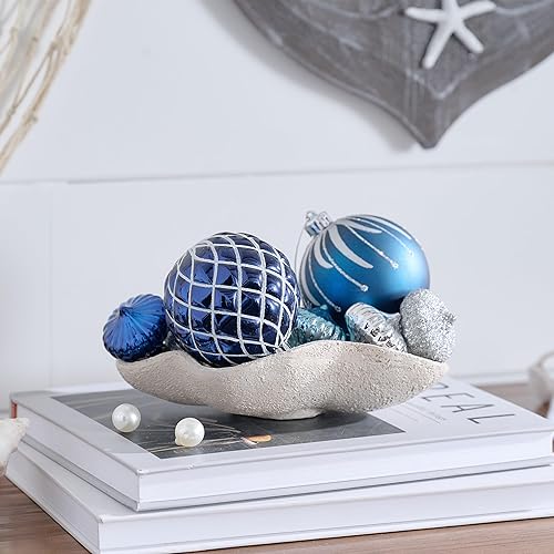 Miniatura 6 de Valery Madelyn Adornos para árbol de Navidad, 70 unidades, color azul marino y plata, juego de bolas de Navidad inastillables, adorno colgante de