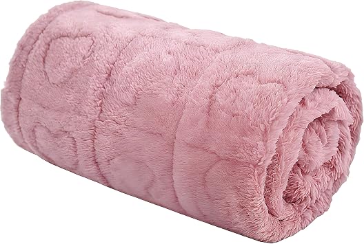 Fleece Baby Blanket Heart Checkered, 30"X40" Super Soft Cozy Warm Sherpa Blanket for Girls Boys, Baby Essentials Newborn Pink