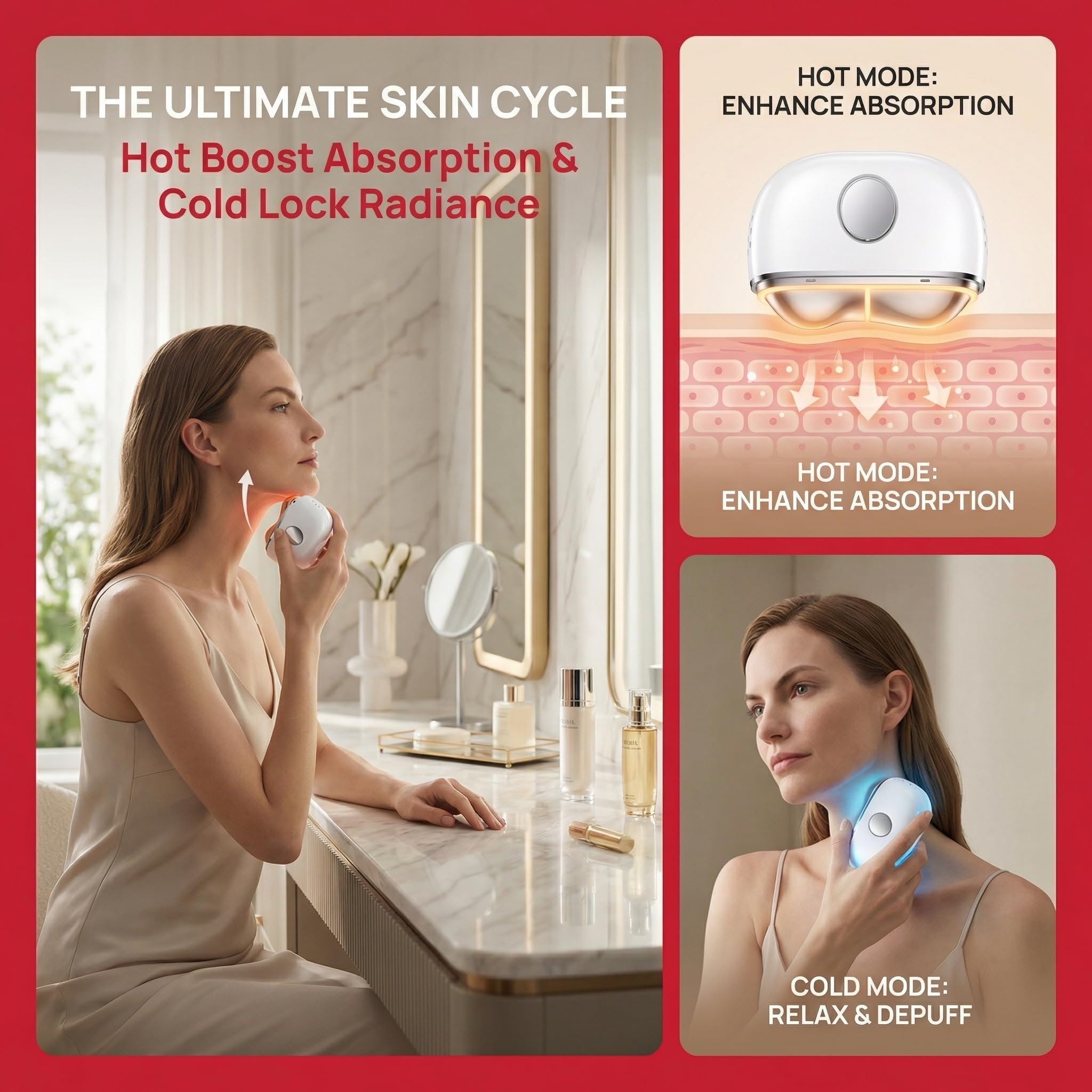 Masajeador facial eléctrico Gua Sha 7 en 1, herramienta de escultura de cuello y cara caliente y fría, vibración para reafirmar, esculpir y cuidar la piel (blanco)