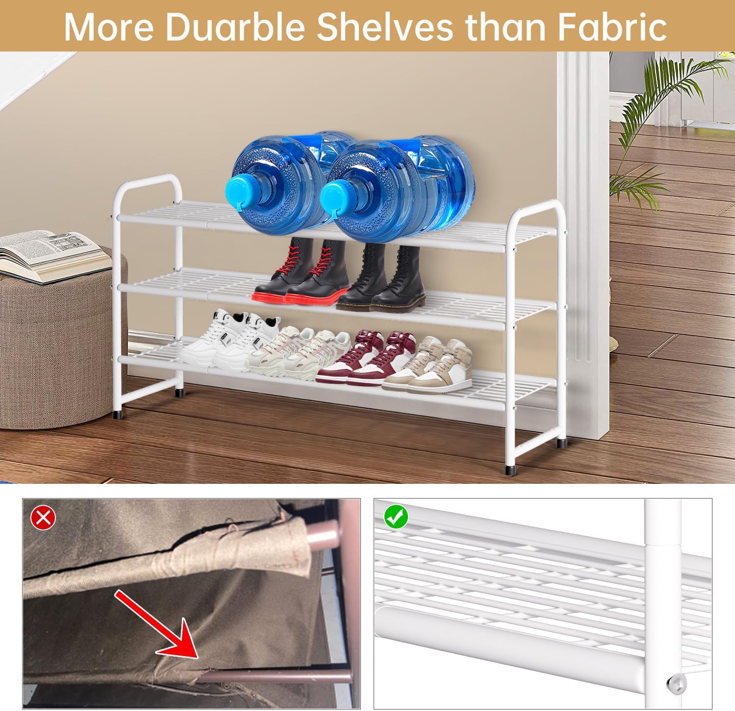 Best White Shoe Rack Picks for 2026 1 KEETDY 3-Tier Long Shoe Rack for Closet Metal Shoe Organizer for Entryway, Wide — product photo