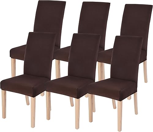 SearchI, Fundas para sillas de comedor, juego de 6, de tela de elastano suave y elástica, extraíbles, lavables, protectores de polvo para sillas de