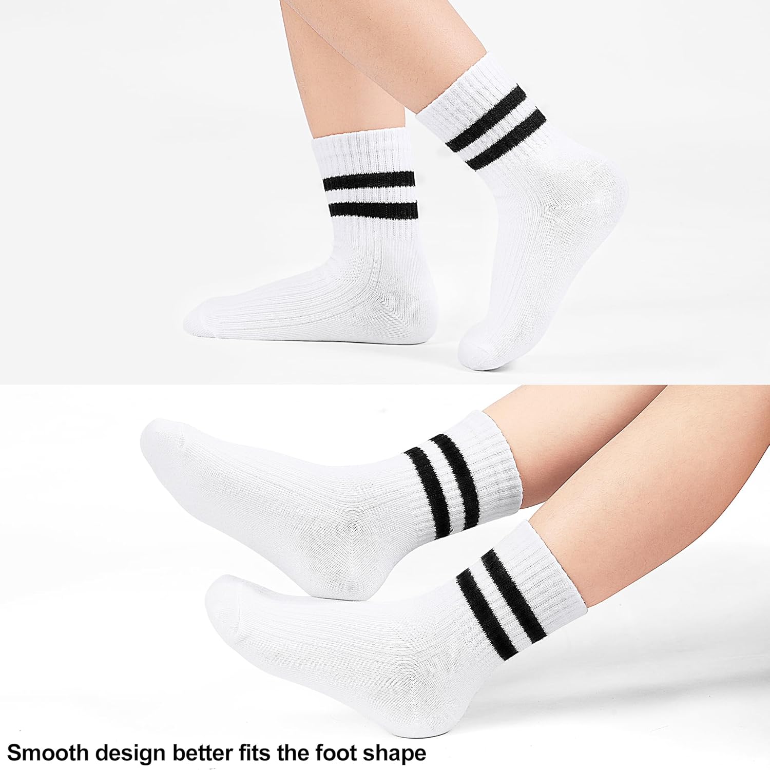 Boys Socks Kids Toddler Crew Socks Boys Athletic Sock Black for Boy Girls 12 Pairs,1-14 Years. - Image 5