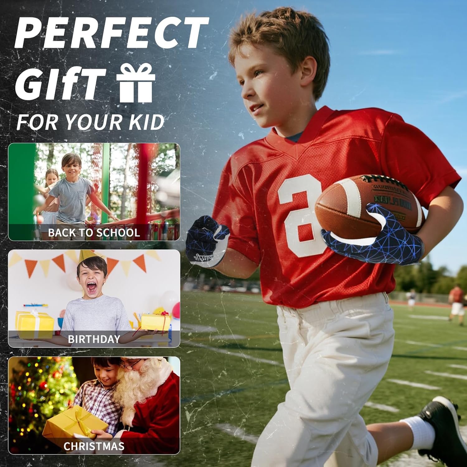 Youth Football Gloves, Sticky Silicone American Football Receiver Gloves, Super Grip Rugby Gloves Comfortable Fit for Youth & Kids - Image 6