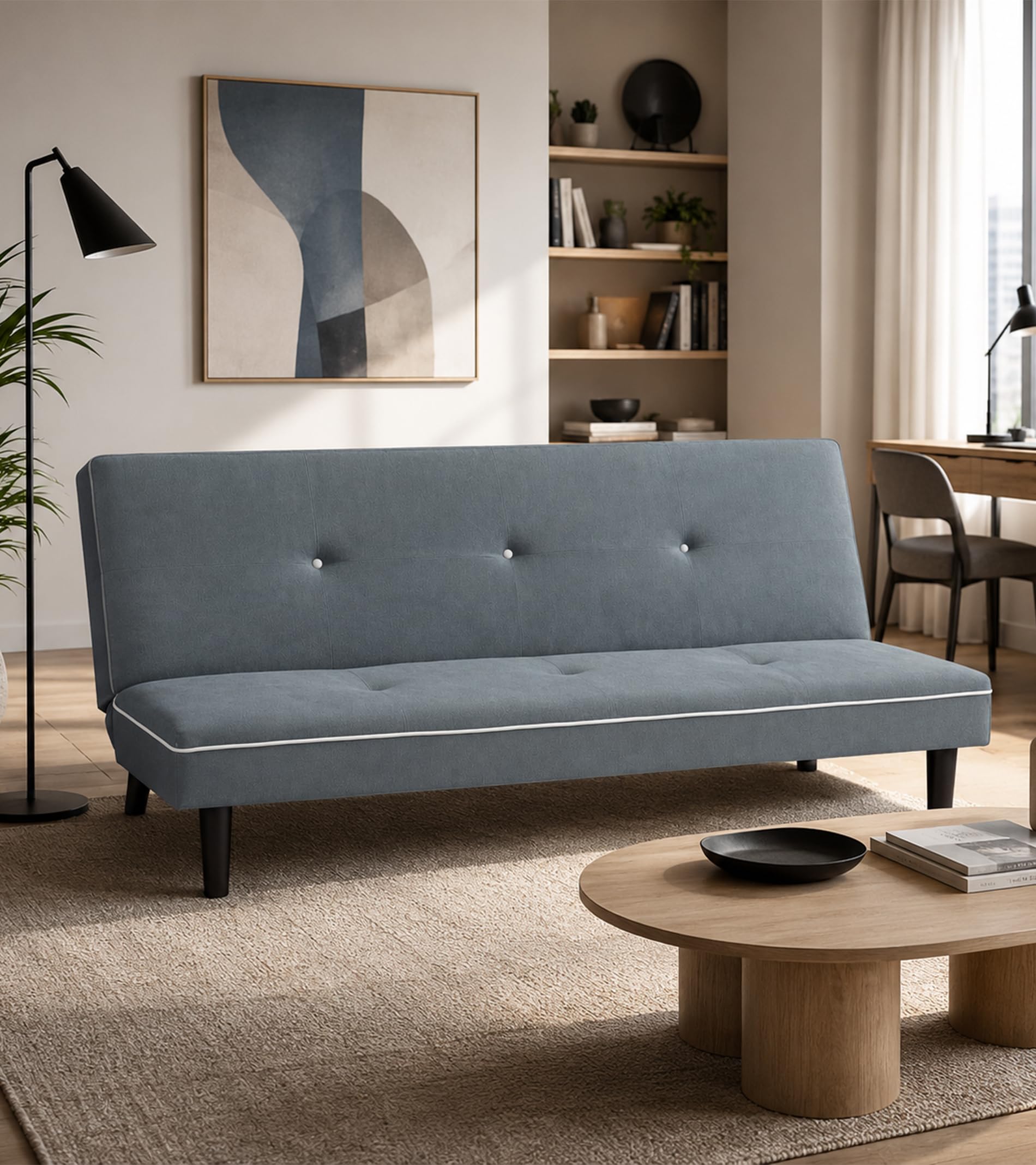 Home Heavenly® Sofá Cama Sol Clic clac 3 plazas 86,5 x 190 x 88 cm sofá Cama Plegable con Patas Alta, Color Gris
