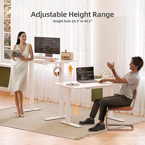 Miniatura 9 de INNOVAR Escritorio de pie de cristal con cajones, escritorio de pie ajustable de 48 x 24 pulgadas, de instalación rápida, escritorio para