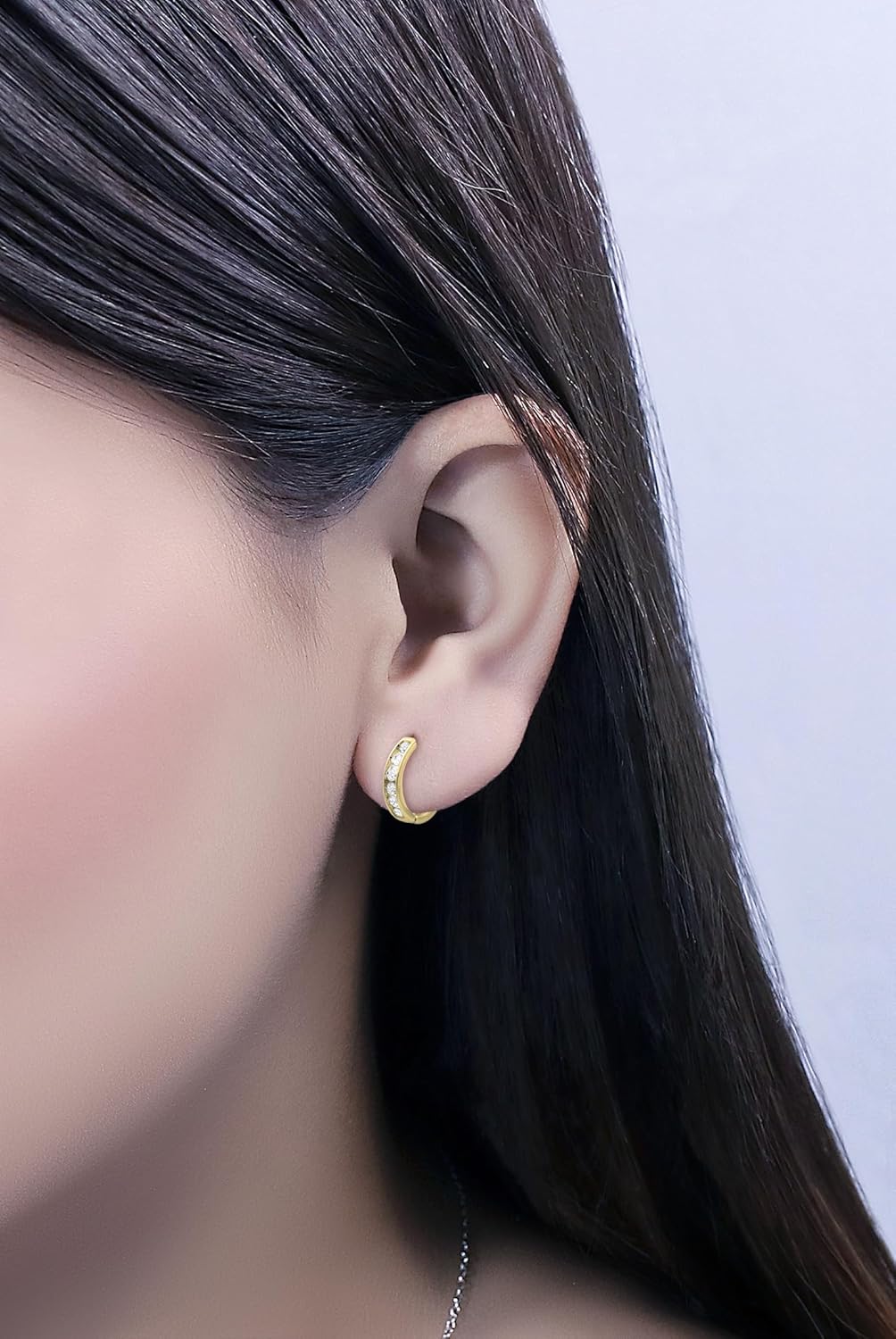 Dazzlingrock Collection Round White Natural Diamond Channel Set Unisex Hinged Post Hoop Earrings (0.30 Ctw) in Real Solid Gold