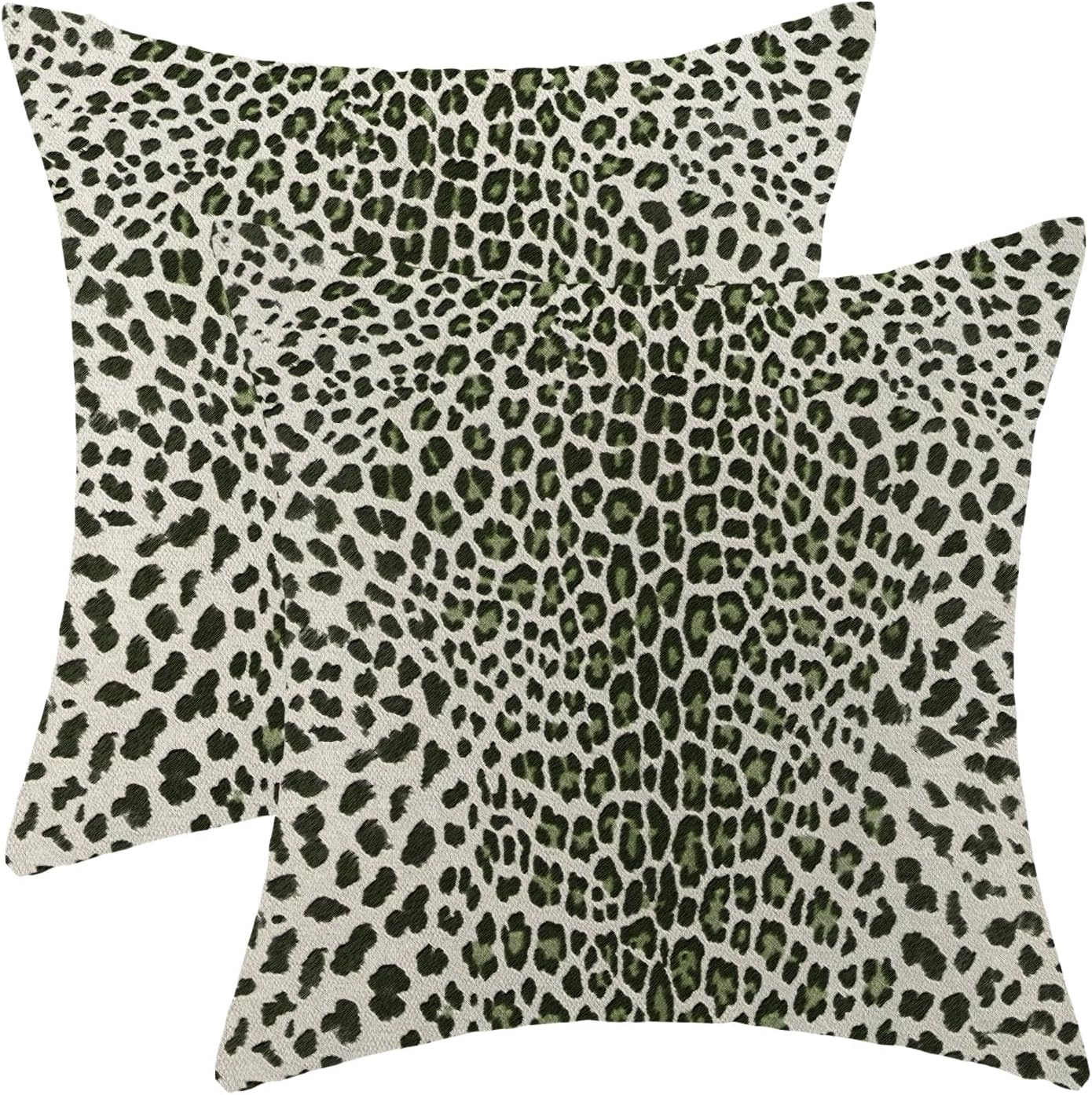 Leopard Print Pillow Covers 18x18 Pack of 2,Sage Green Cheetah Animal Print Throw Pillow Covers Boho Modern Antelope Decorative Pillowcase Farmhouse Linen Cushion Cover for Home Couch Outdoor