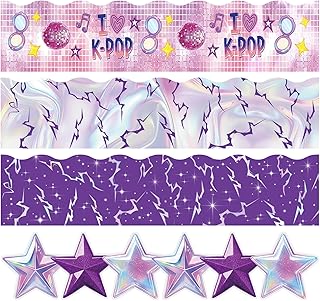 Sabary 80 Pcs 91.8 ft Kpop Classroom Decoration Border Stickers Kpop Bulletin Board Borders School Supplies Fantasy Popular Singer Scallop Decals for Magical Music Birthday Party Room School Office