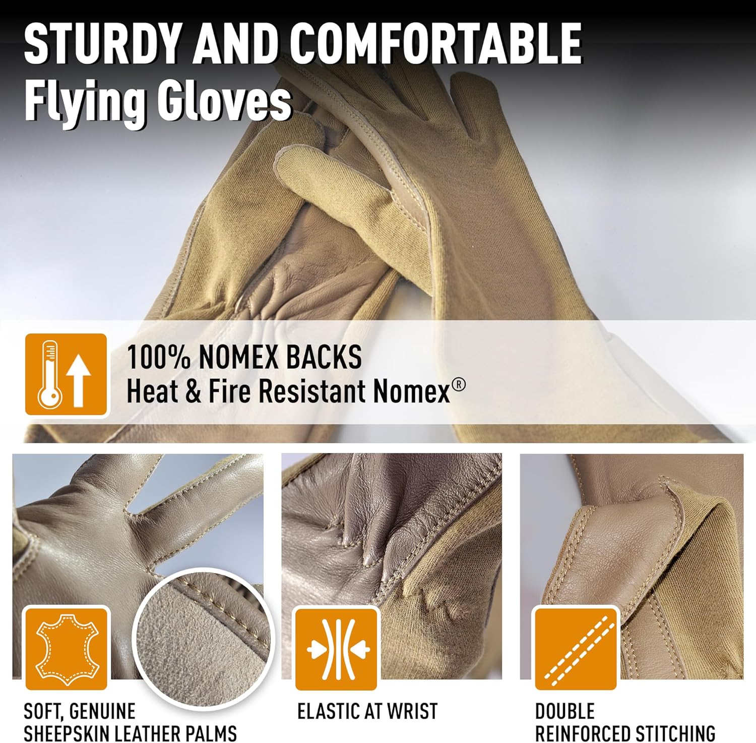 Nomex Summer Flight Gloves – Fire-Resistant Tactical Gloves for Pilots, Military, Law Enforcement & Mechanics - Image 3
