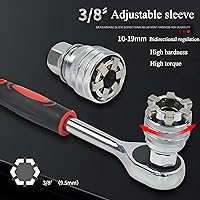 Vista 2 de Llave de Zócalo Universal Ajustable Mejorada, Llave de Zócalo Manual, Manga Multifuncional, Herramientas de Zócalo Universal 10mm-19mm para Ratón