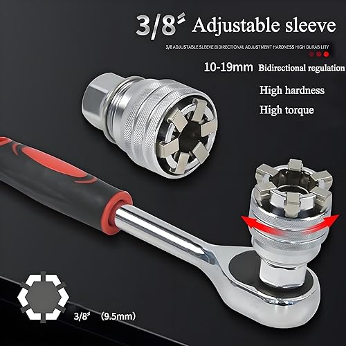 Miniatura 2 de Llave de Zócalo Universal Ajustable Mejorada, Llave de Zócalo Manual, Manga Multifuncional, Herramientas de Zócalo Universal 10mm-19mm para Ratón de