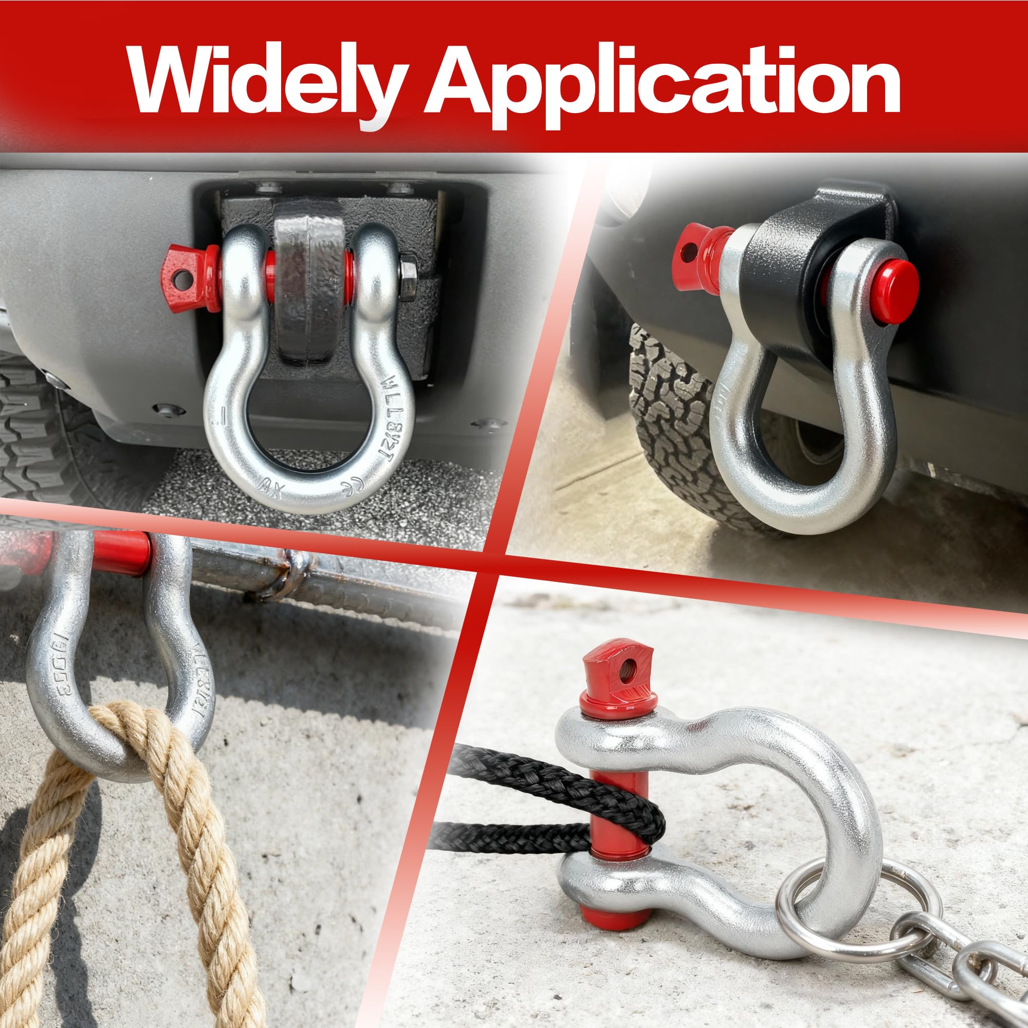 lukar 4 Pack 1" Anchor Shackle, Alloy Steel D Ring Shackles, Load Limit 8.5 Tons (17,000 Lbs) Clevis Shackle with Alloy Screw Pin, Heavy Duty Shackle for Towing, Rigging, Vehicle Recovery, Winch