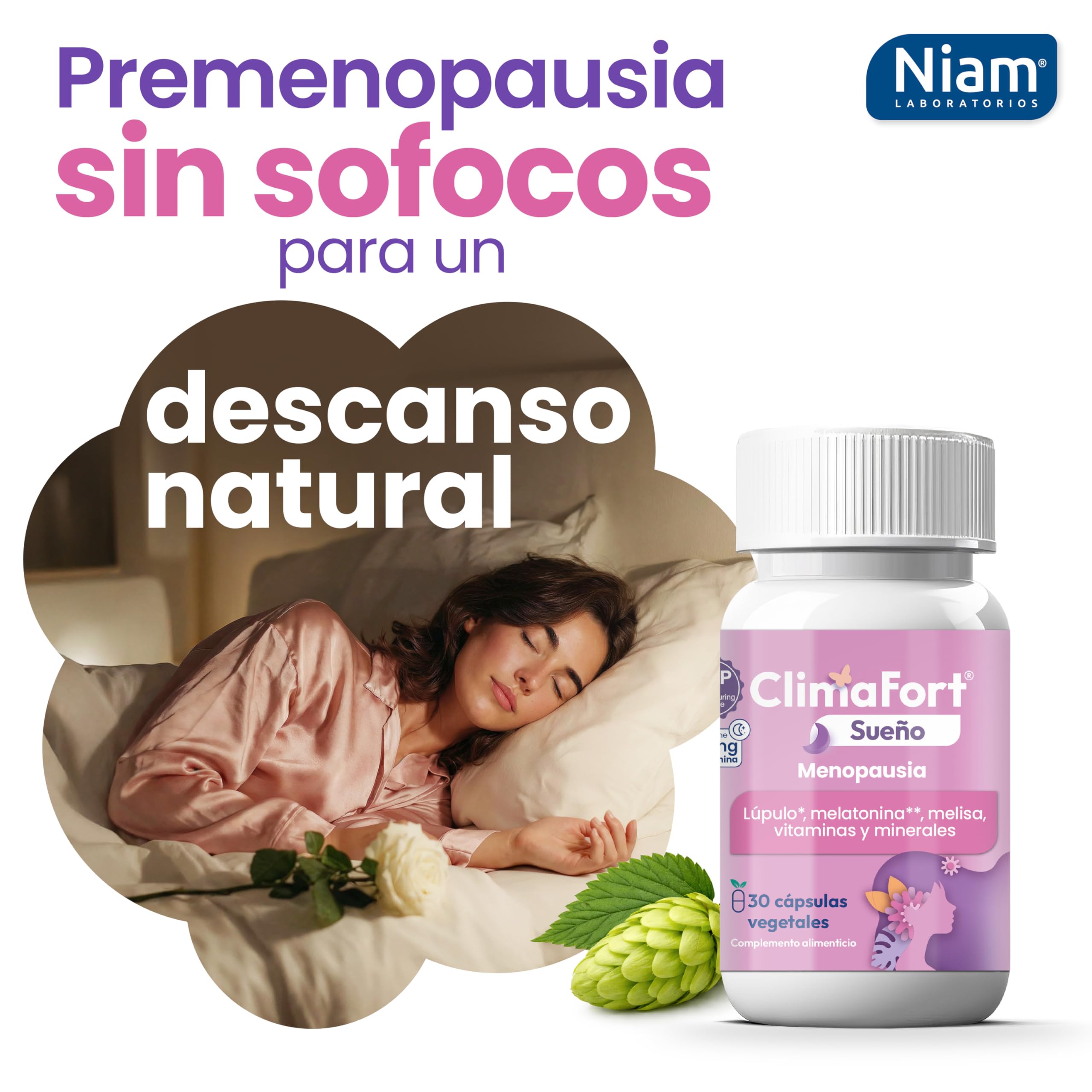 [Pack de 2] ClimaFort Sueño | Alivia Sofocos, Insomnio y Síntomas de Premenopausia y Menopausia | Lúpulo, Melatonina, Vitaminas, Minerales | 2 meses de Tratamiento | 1 Cápsula al día