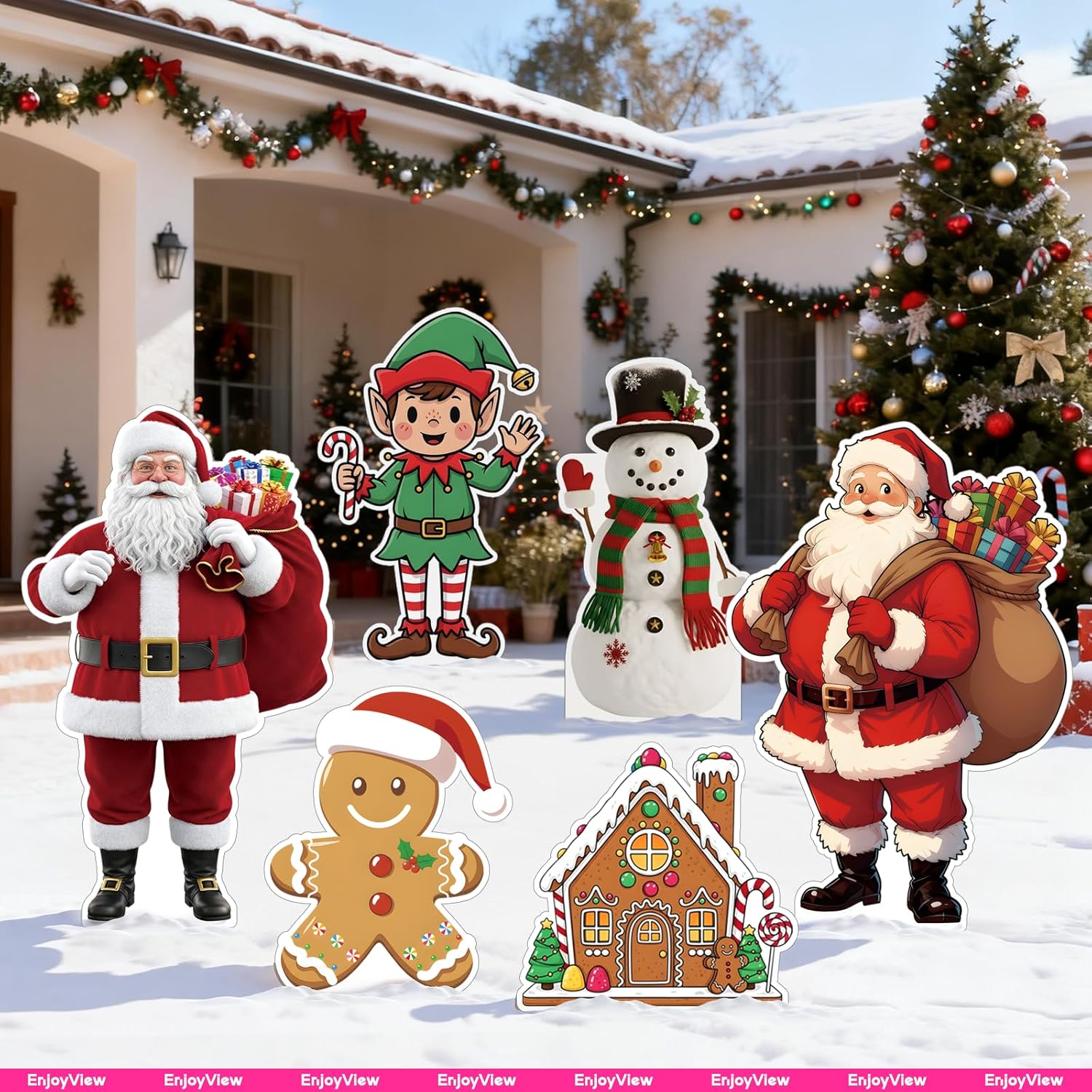 Christmas Life Size Cardboard Cutout Standup Santa Claus 4FT Xmas Standee Party Photo Prop, Indoor & Outdoor Holiday Decor, Coroplast, 1 Piece