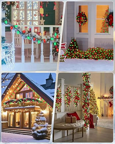 Miniatura 7 de SURAIELEC Tira de luces LED C9 de Navidad para exteriores, 68 pies, 100 LED, extensible, decorativa, interior y exterior, para casa, árboles,